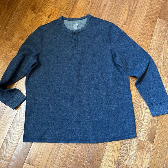 George Other - Men's George Blue Henley Shirt, Size 2XL